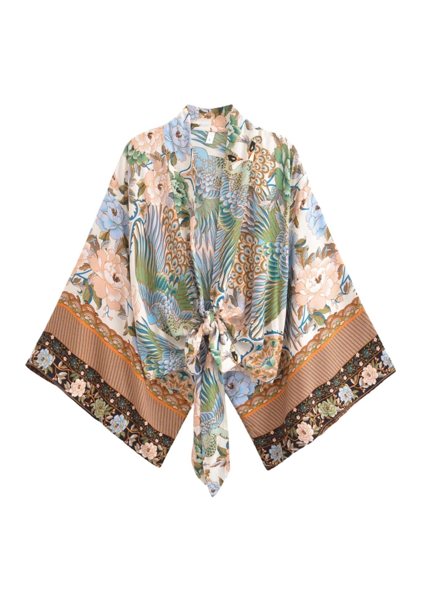 Kimono Court Fleuri Femme | Peignoir d'Or