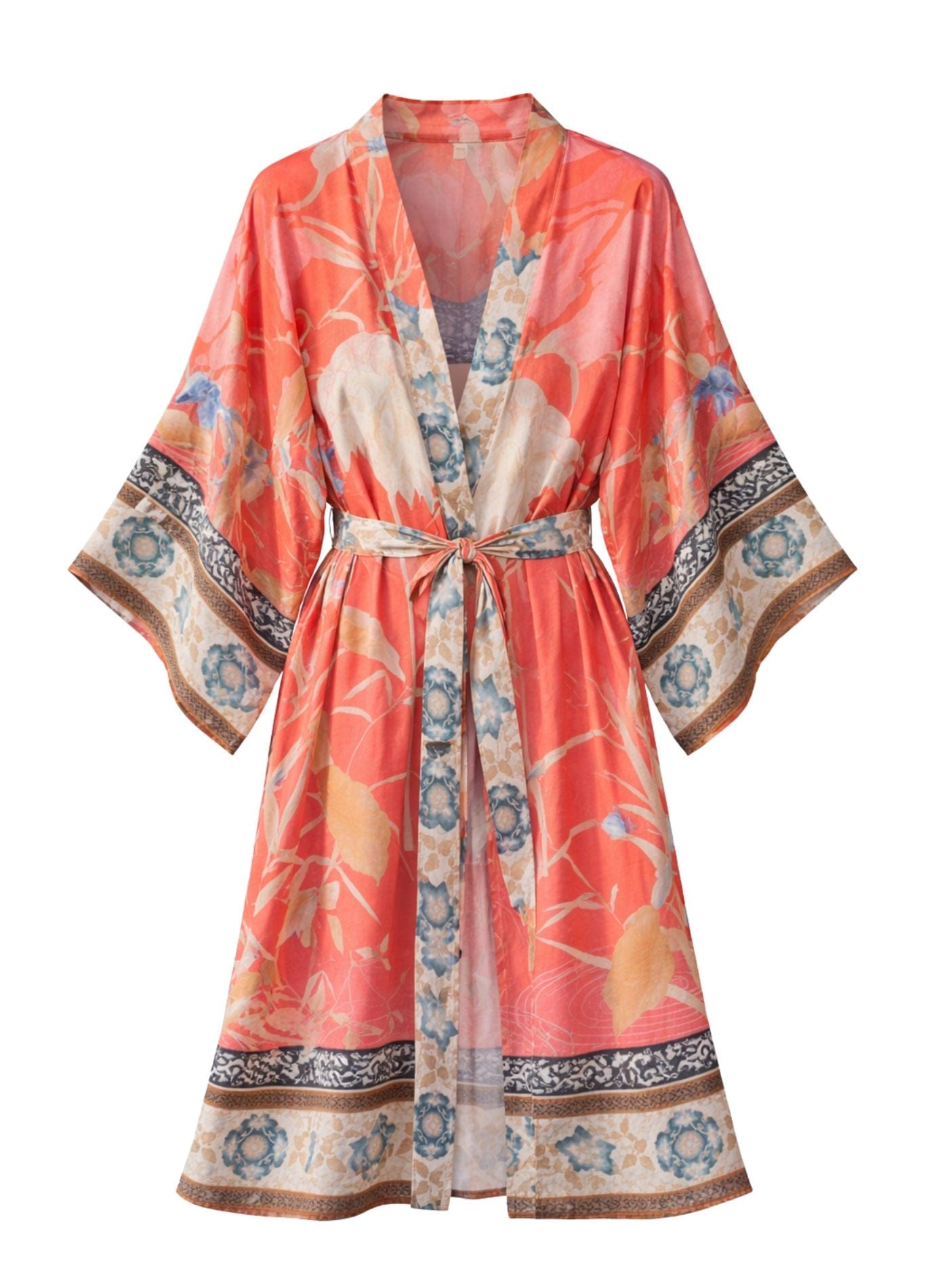 Kimono Long Femme Été | Peignoir d'Or Orange