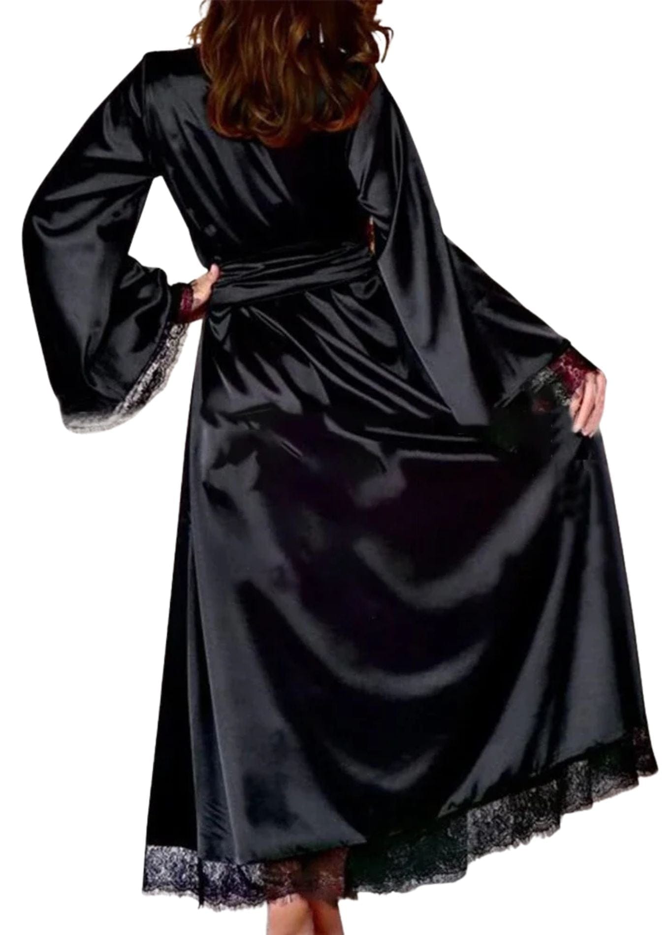 Kimono Noir Dentelle | Peignoir d'Or