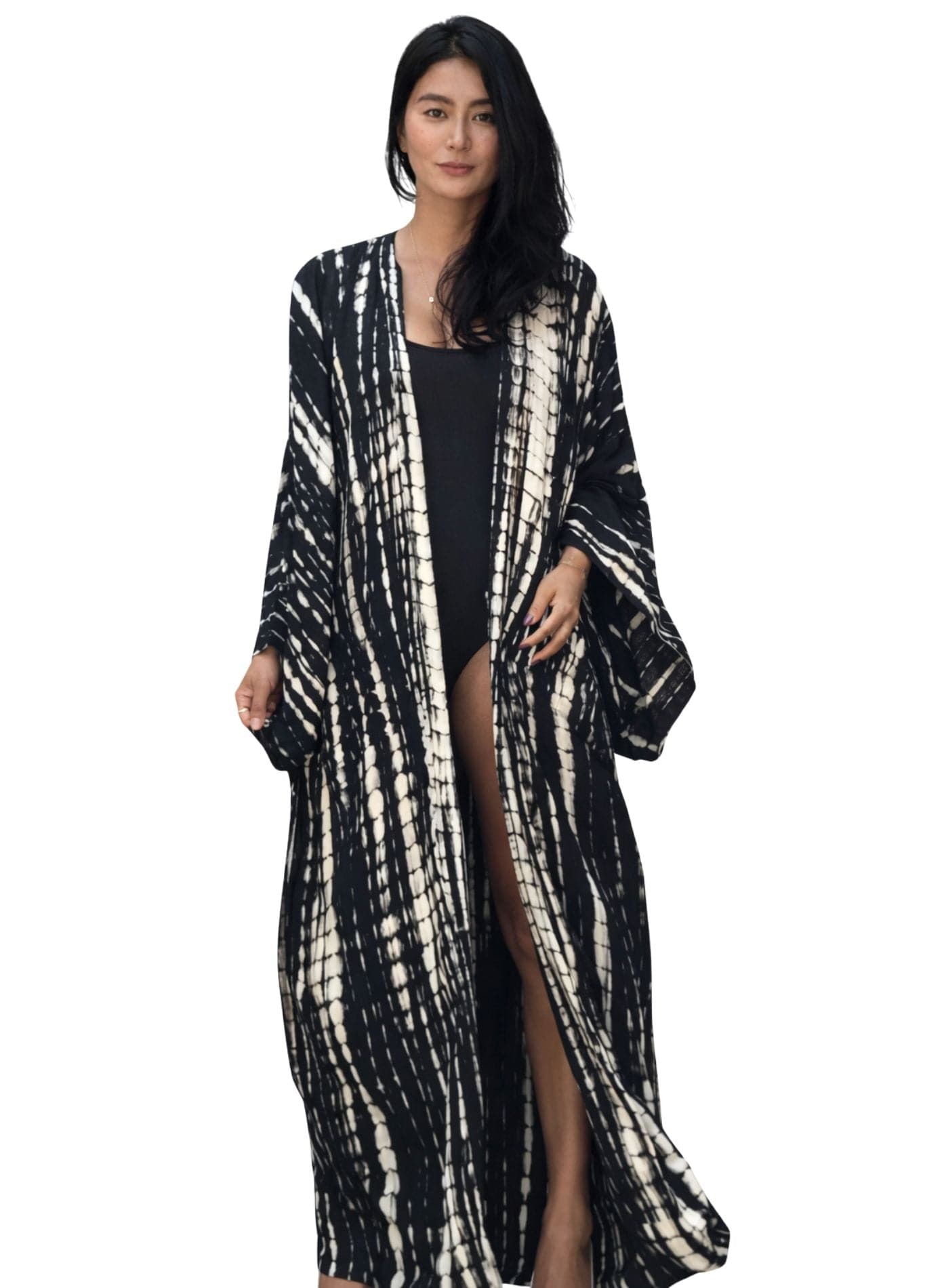 Kimono Plage Noir | Peignoir d'Or