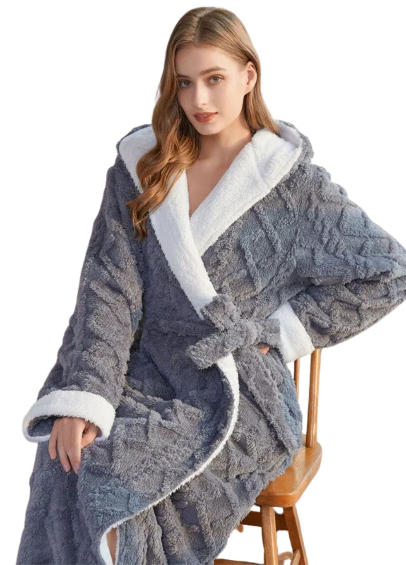 Peignoir à Capuche Femme | Peignoir d'Or Gris / M (40-60kg)