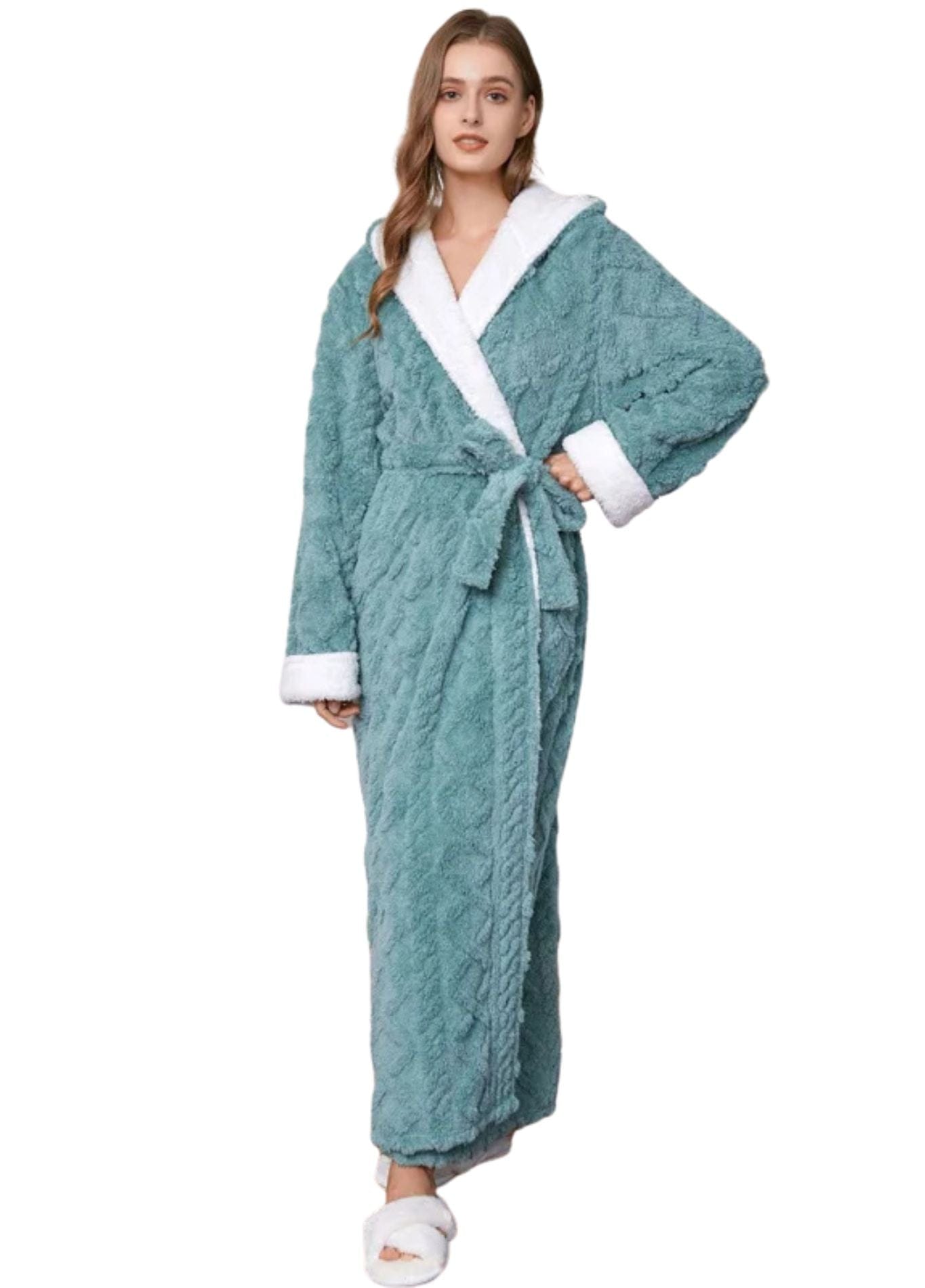 Peignoir à Capuche Femme | Peignoir d'Or Vert Eucalyptus / M (40-60kg)