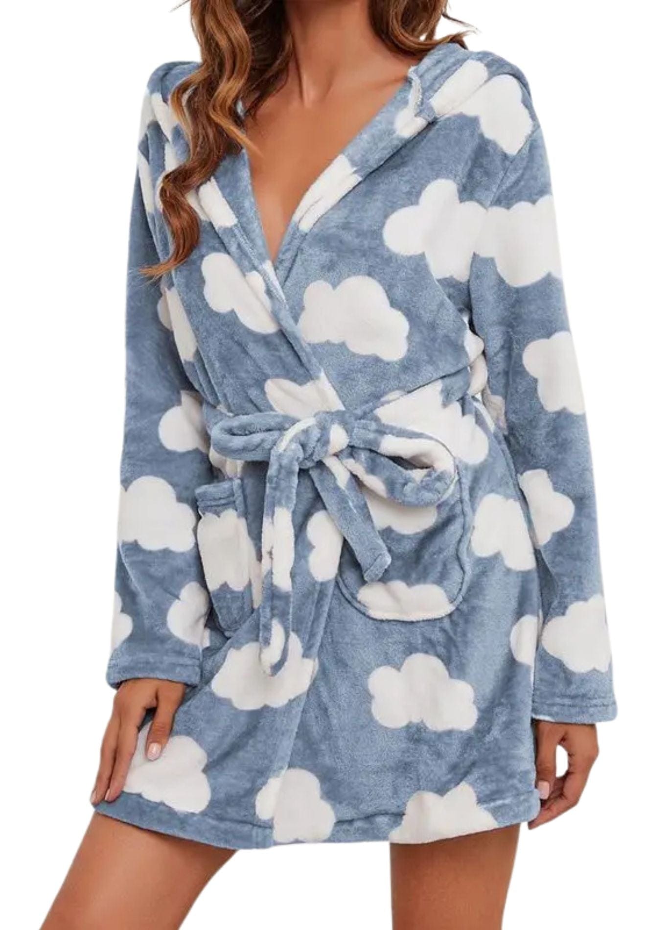 Peignoir Court Femme Polaire | Peignoir d'Or Nuage du Ciel / S