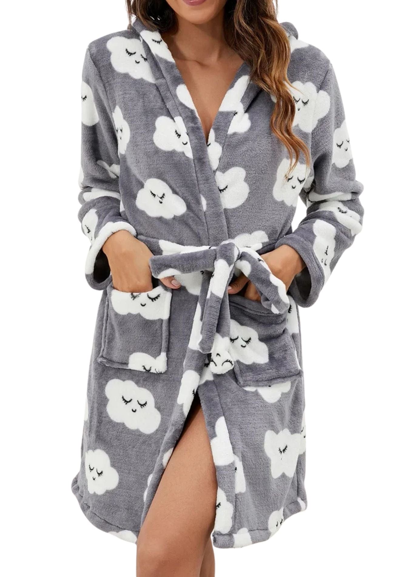 Peignoir Court Femme Polaire | Peignoir d'Or Nuage Gris / S