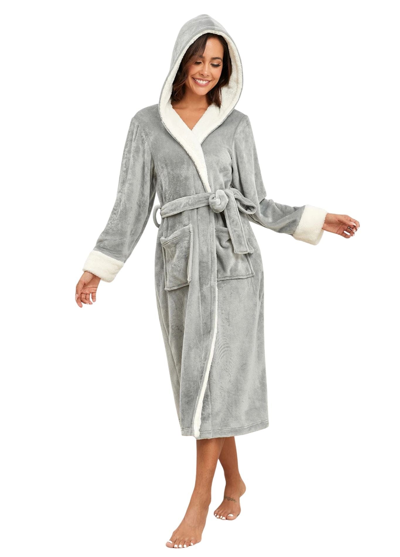 Peignoir de Bain Capuche Femme | Peignoir d'Or Gris / S