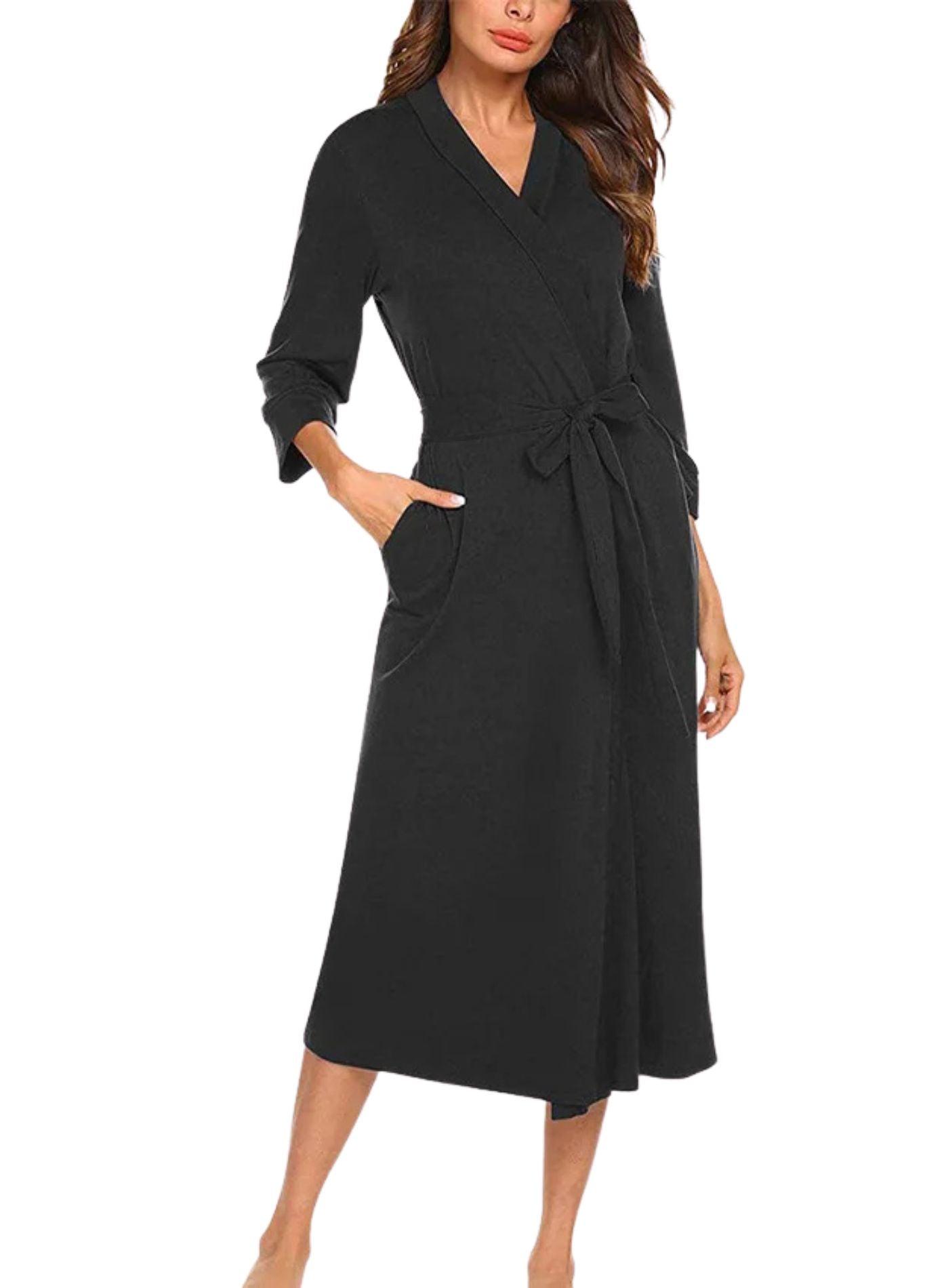 Peignoir Femme Coton Fin | Peignoir d'Or Noir / S