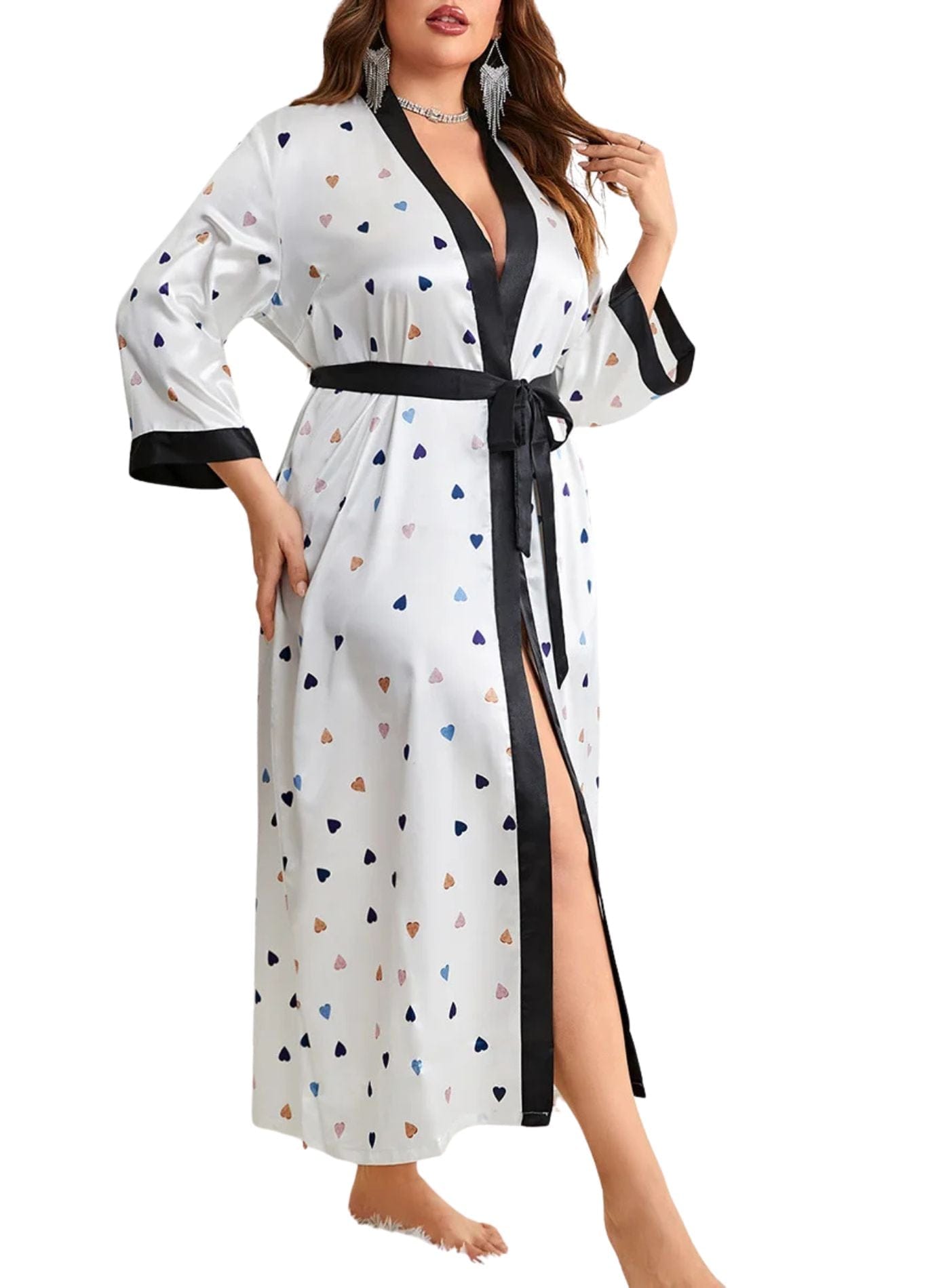 Peignoir Femme Grande Taille | Peignoir d'Or Amour Blanc / XL