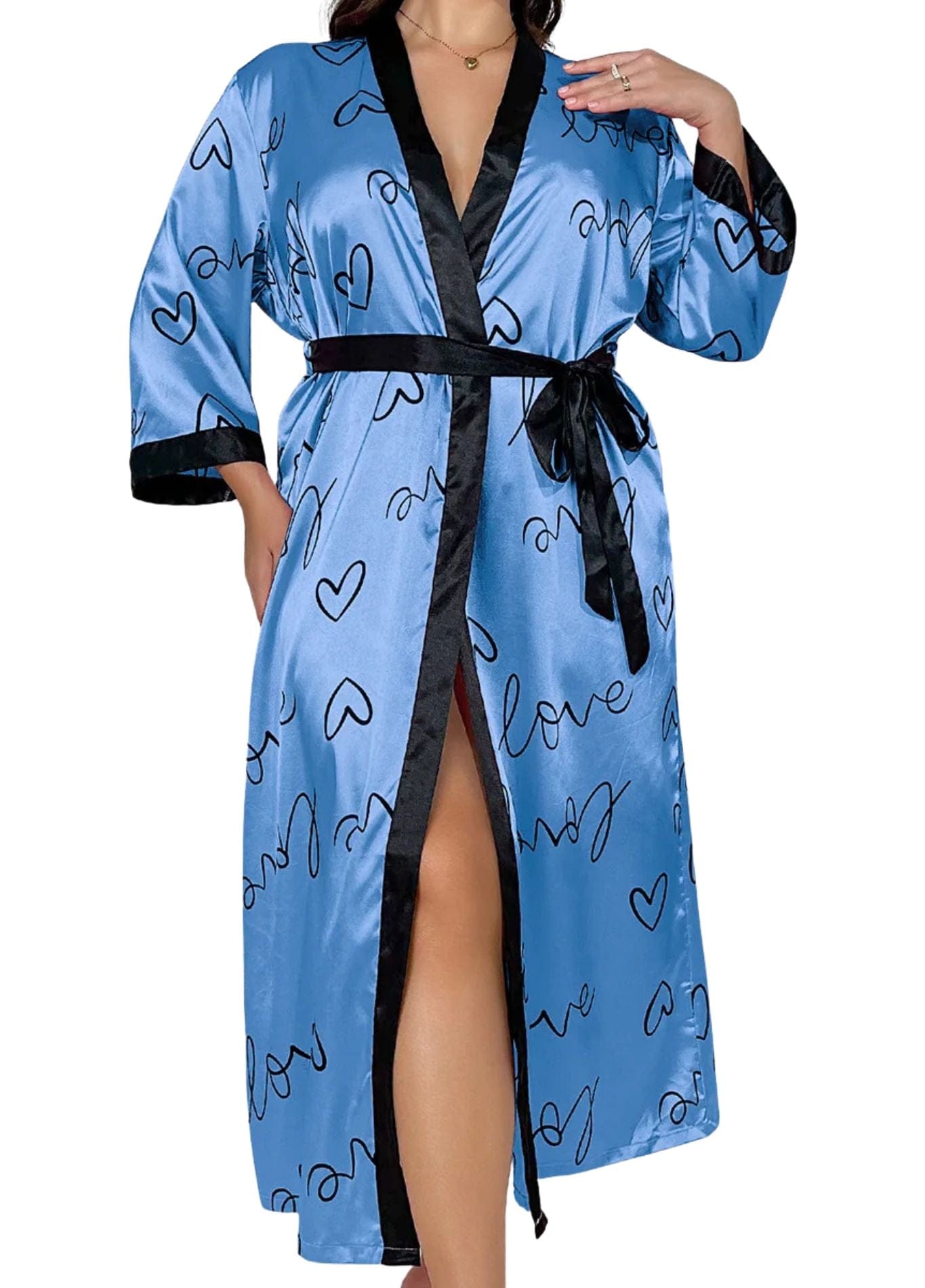 Peignoir Femme Grande Taille | Peignoir d'Or Amour Bleu / XL