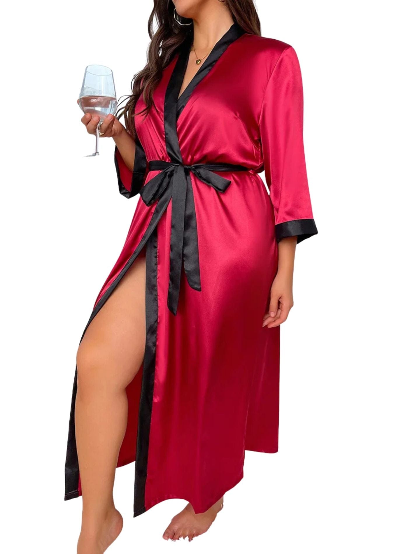 Peignoir Femme Grande Taille | Peignoir d'Or Rouge / XL