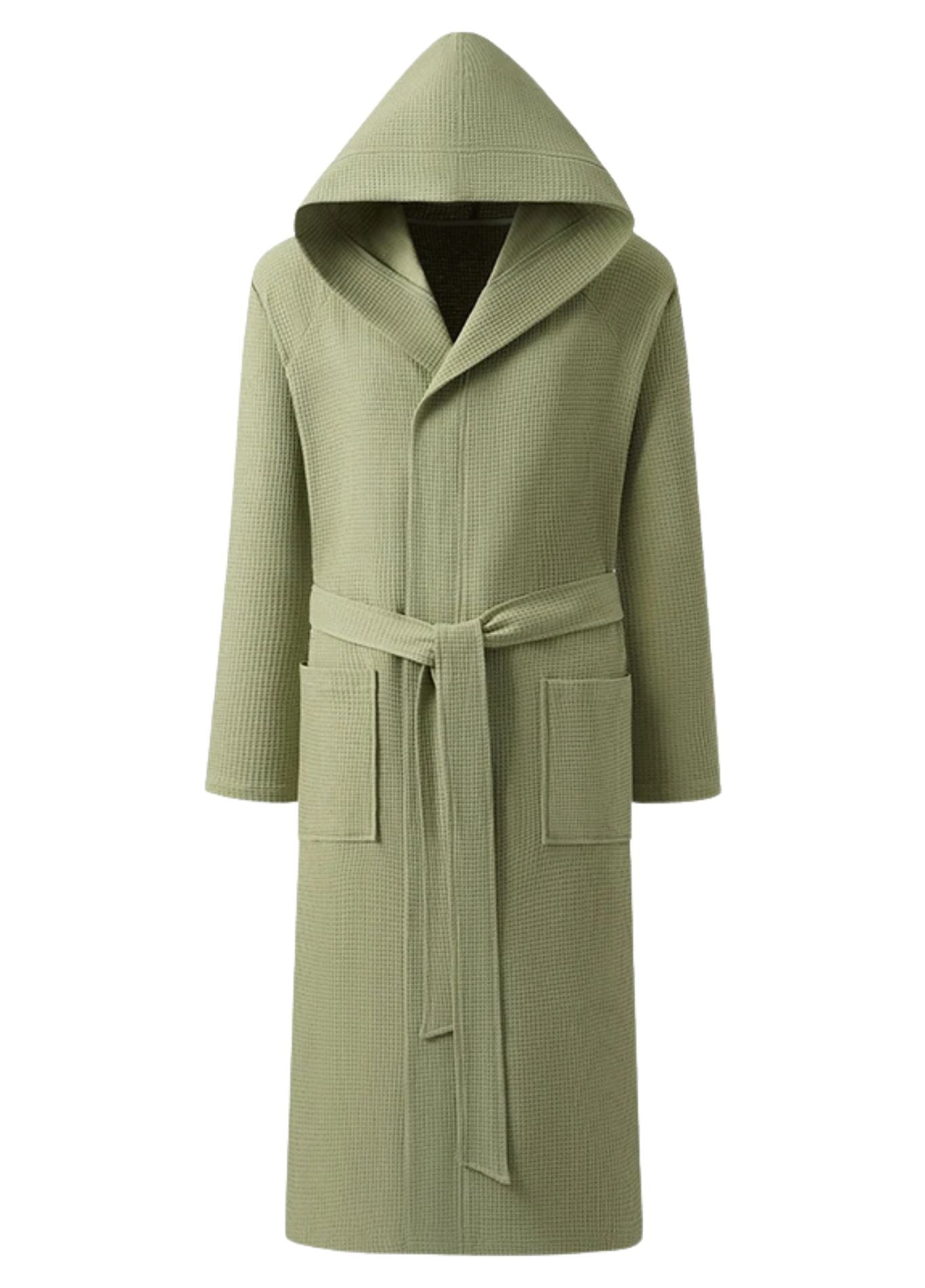 Peignoir Homme Capuche Luxe | Peignoir d'Or Vert Sauge Doux / L