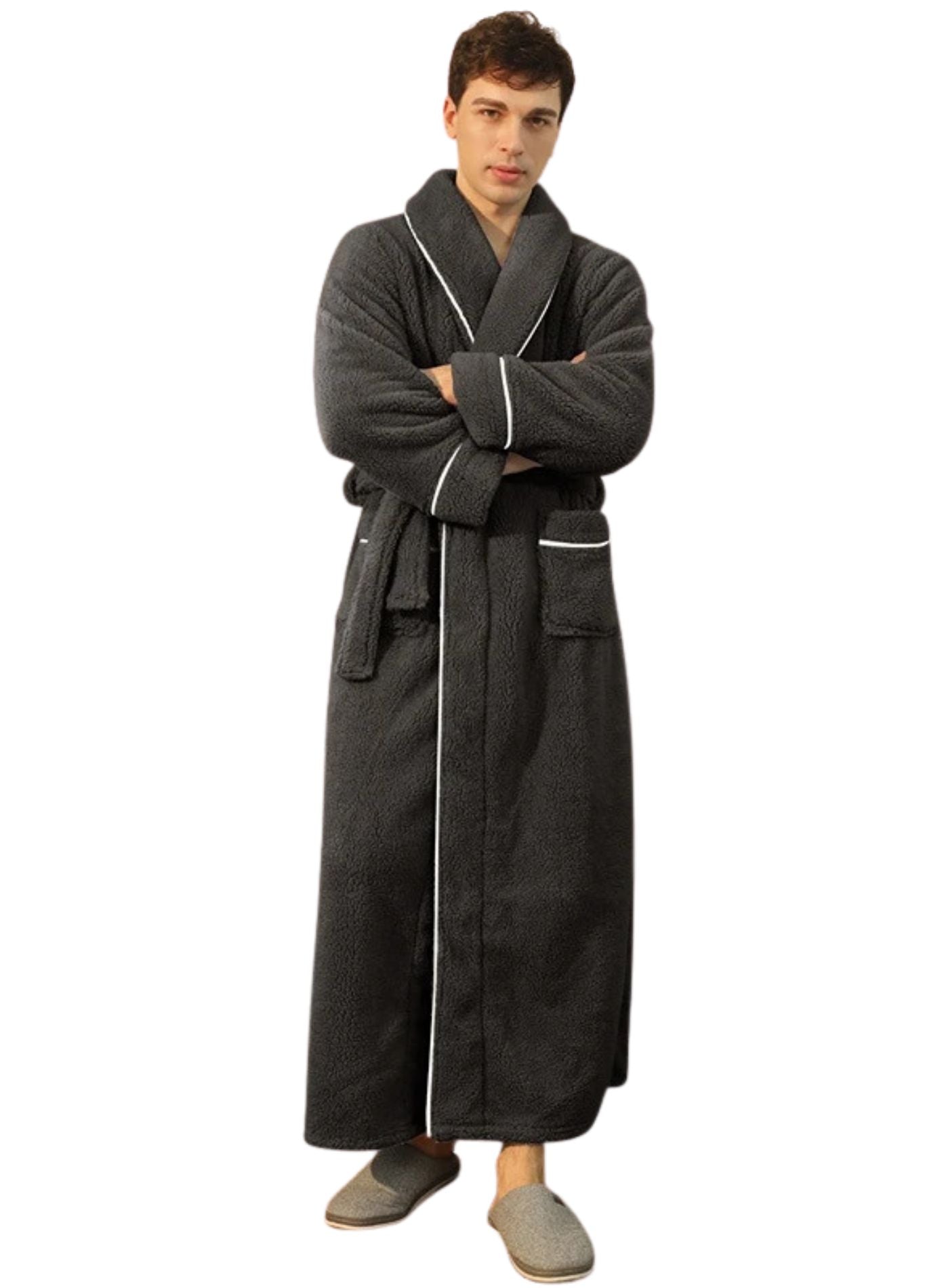 Peignoir Homme Polaire Chaud | Peignoir d'Or Gris Foncé / S/M