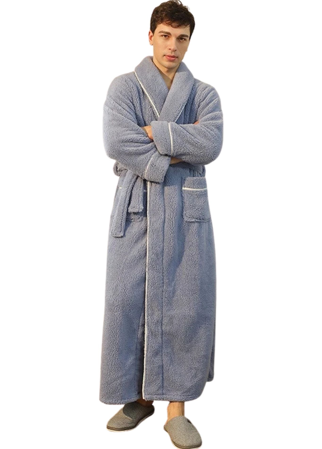 Peignoir Homme Polaire Chaud | Peignoir d'Or Gris Moyen / S/M