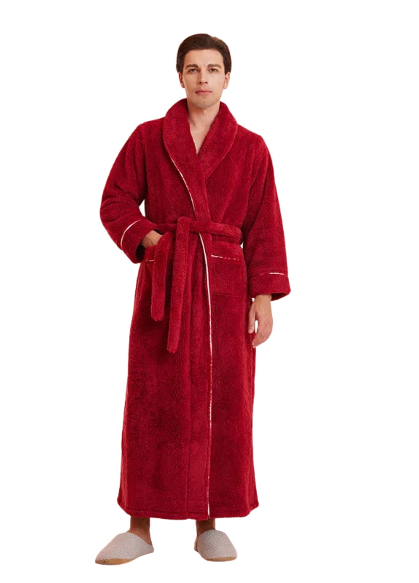Peignoir Homme Polaire Chaud | Peignoir d'Or Rouge / S/M
