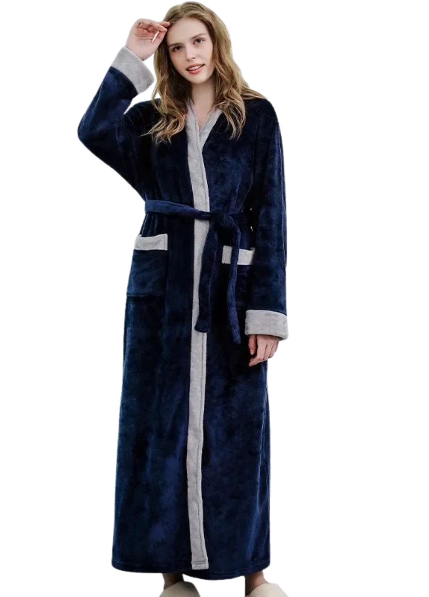 Peignoir Long Femme Polaire | Peignoir d'Or Bleu Marine / M