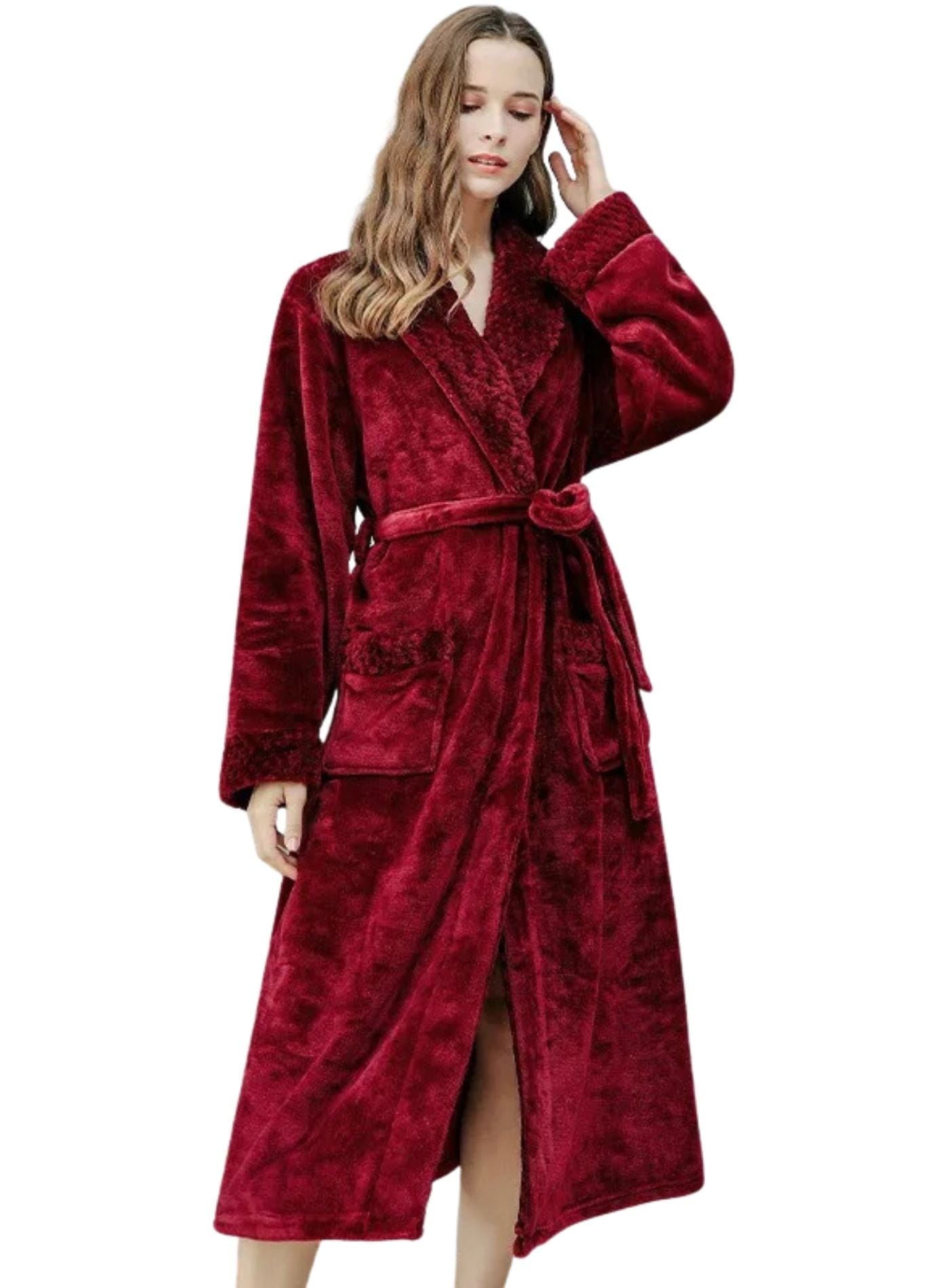 Peignoir Velours Femme | Peignoir d'Or Rouge / M