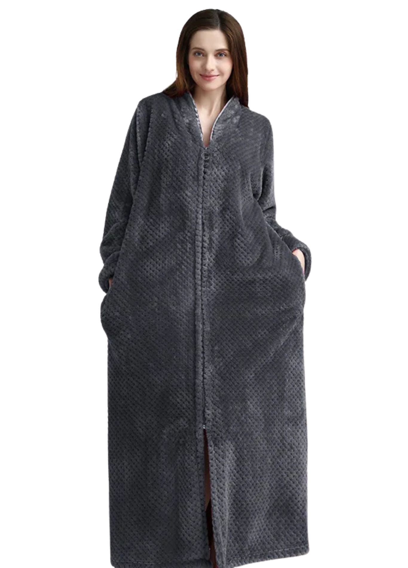 Peignoir Zippé Femme | Peignoir d'Or M / Gris Foncé