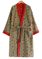 Kimono d'Intérieur Femme | Peignoir d'Or Fleur de Grenade / M