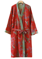 Kimono d'Intérieur Femme | Peignoir d'Or Rouge d’Orient / L