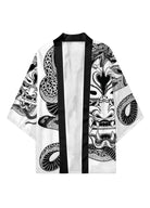 Kimono Dragon | Peignoir d'Or Noir et Blanc / M
