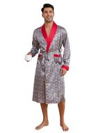 Kimono Homme en Soie | Peignoir d'Or Rose Satin et Arabesques Modernes / S