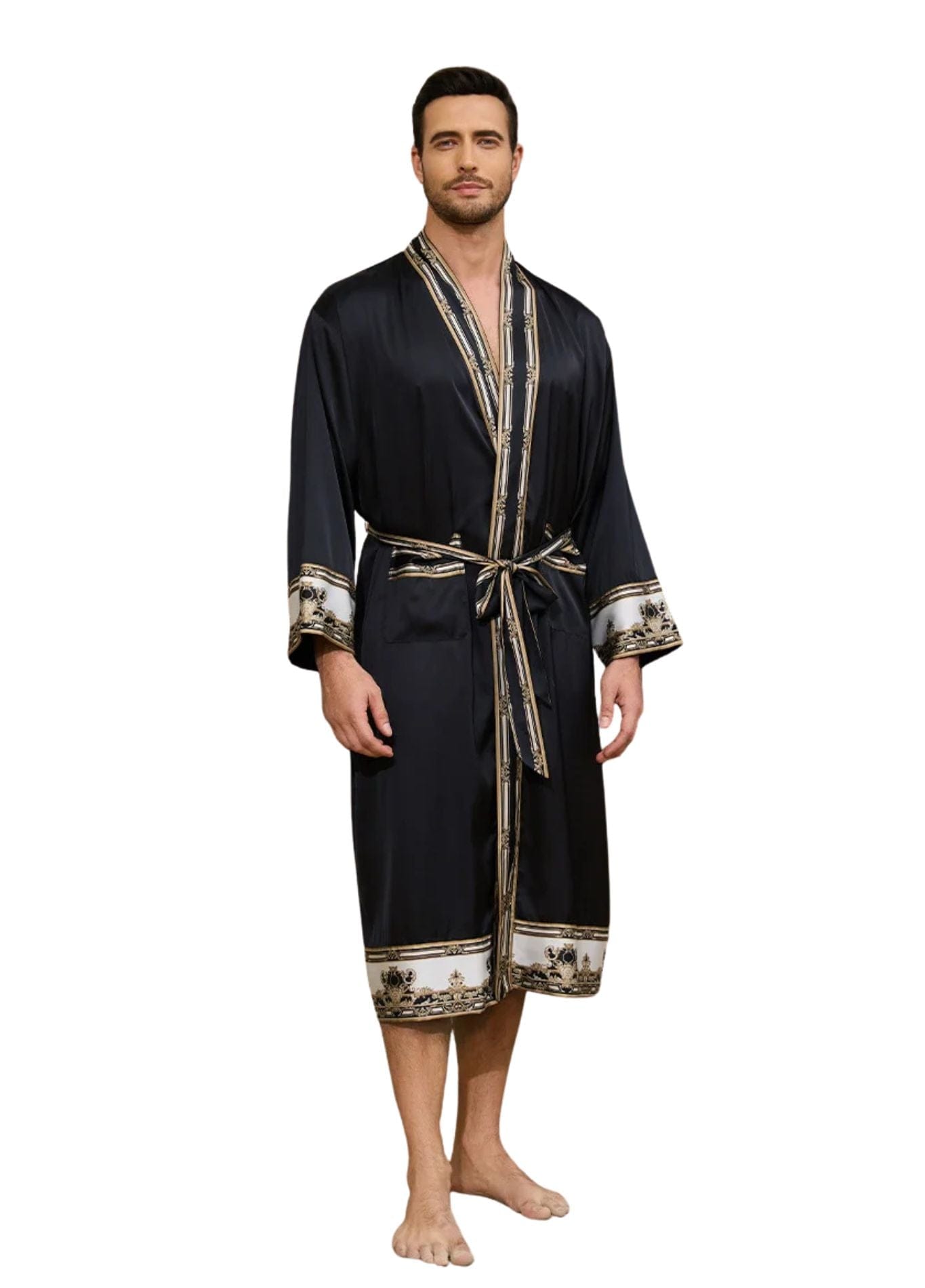 Kimono Homme Traditionnel | Peignoir d'Or Noir