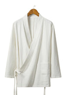 Kimono Japonais Homme Traditionnel | Peignoir d'Or Blanc / M