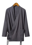 Kimono Japonais Homme Traditionnel | Peignoir d'Or Gris / M