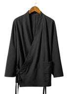 Kimono Japonais Homme Traditionnel | Peignoir d'Or Noir / M