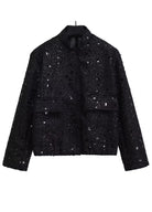 Kimono Noir Paillette | Peignoir d'Or