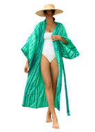 Kimono Plage Vert | Peignoir d'Or