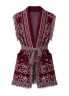 Kimono Sans Manches | Peignoir d'Or Bordeaux / S
