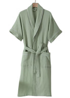 Peignoir Court Femme | Peignoir d'Or Vert Sauge Foncé / M
