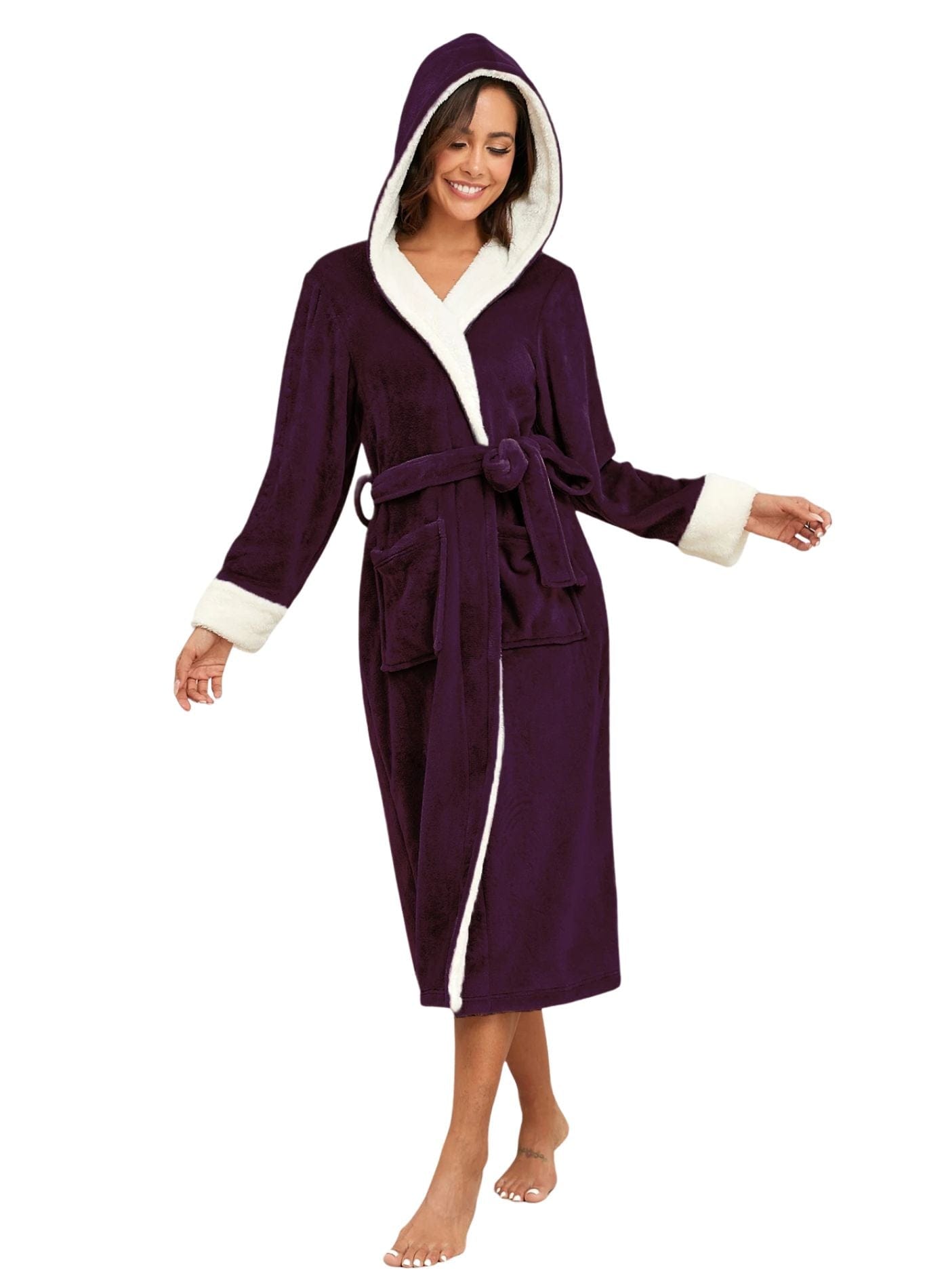 Peignoir de Bain Capuche Femme | Peignoir d'Or Merlot Foncé / S