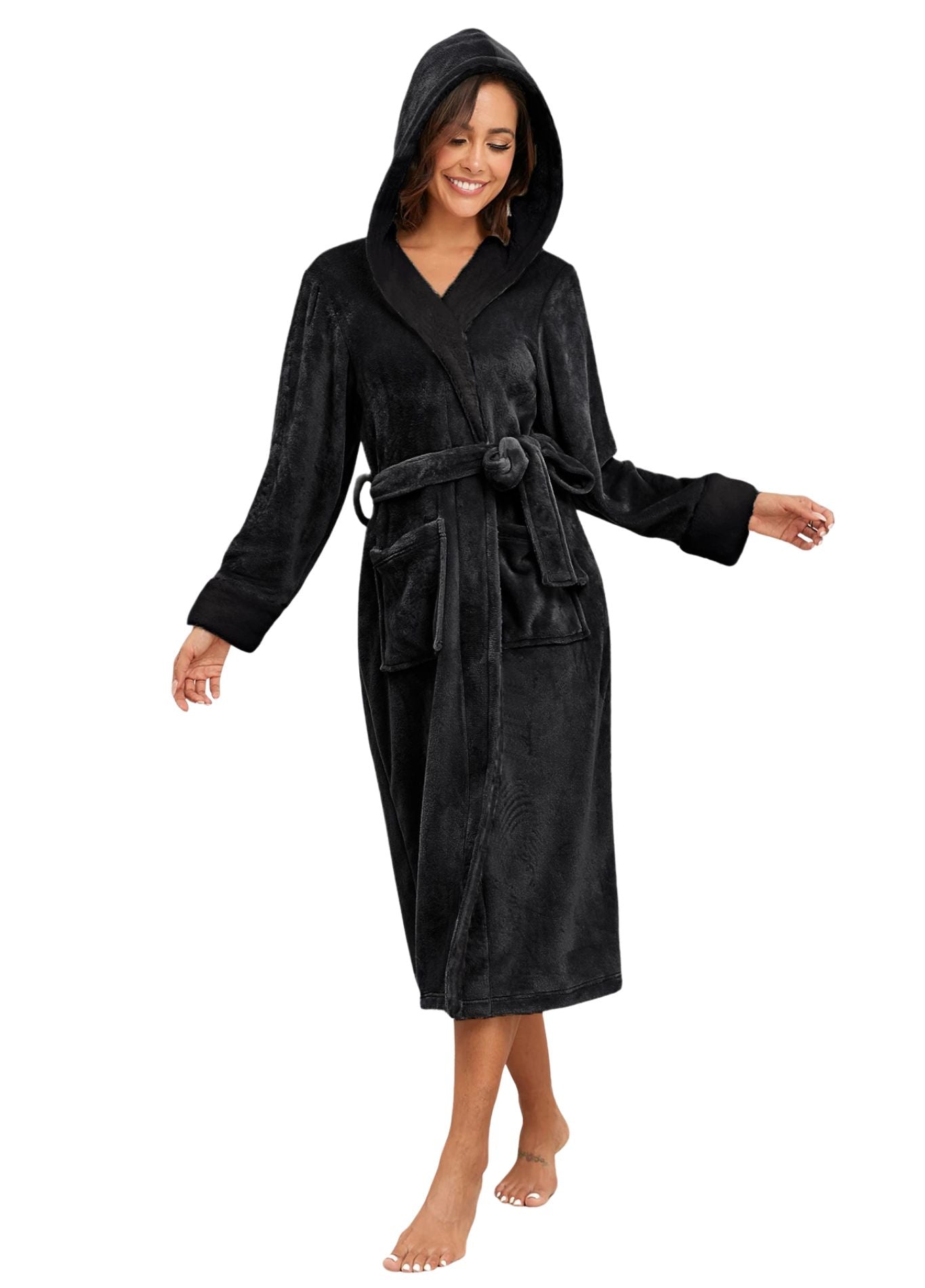 Peignoir de Bain Capuche Femme | Peignoir d'Or Noir / S