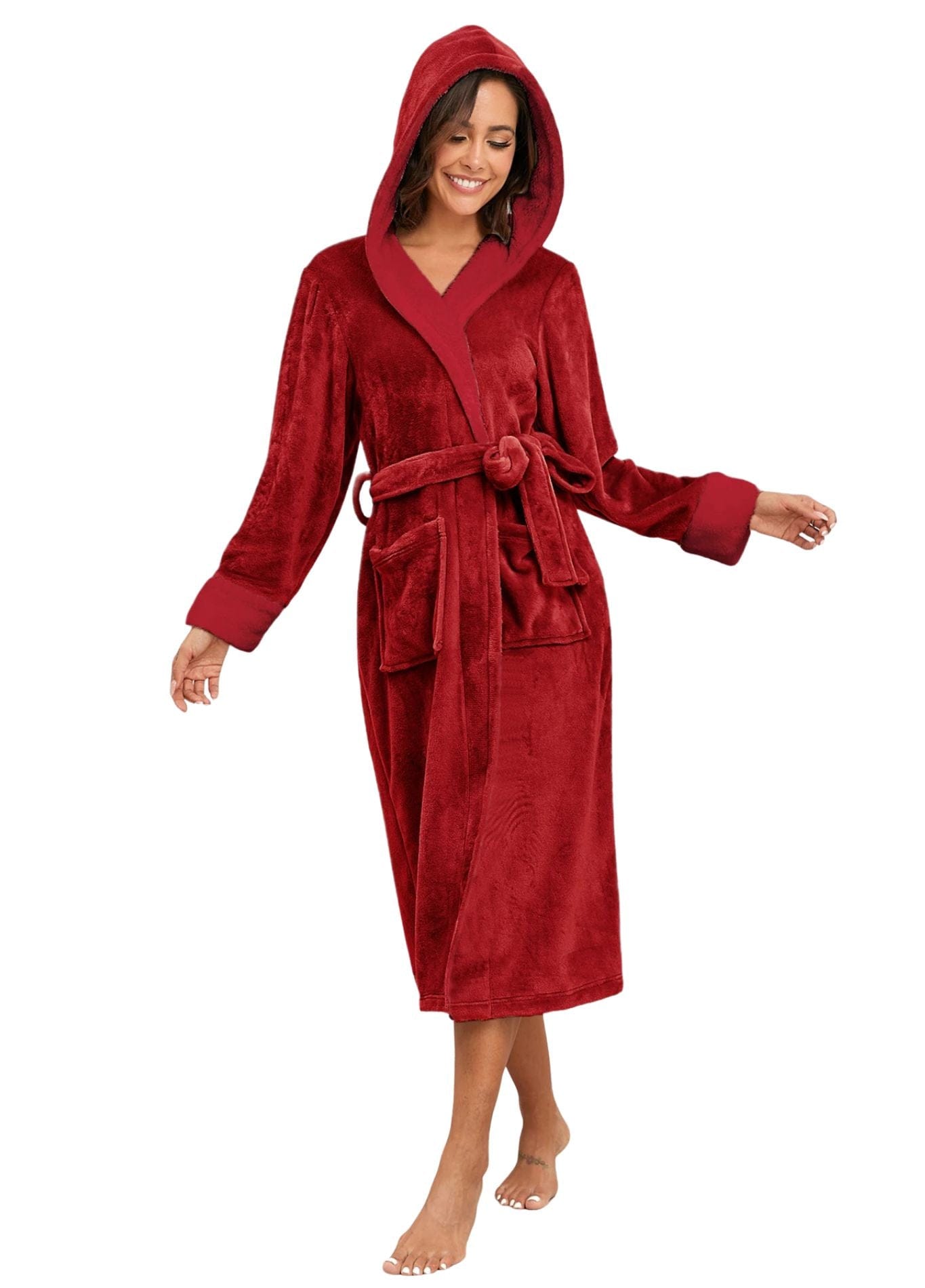 Peignoir de Bain Capuche Femme | Peignoir d'Or Rouge / S