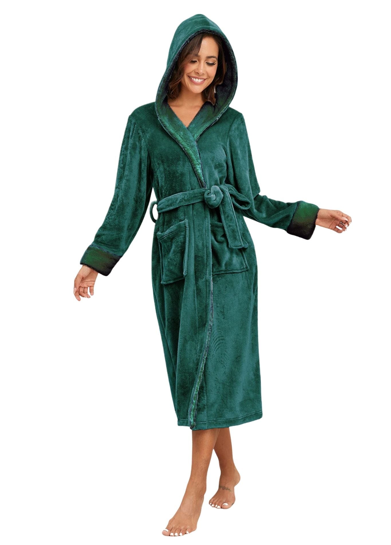 Peignoir de Bain Capuche Femme | Peignoir d'Or Vert / S