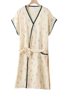 Peignoir de Bain Femme Manches Courtes | Peignoir d'Or Jaune / L