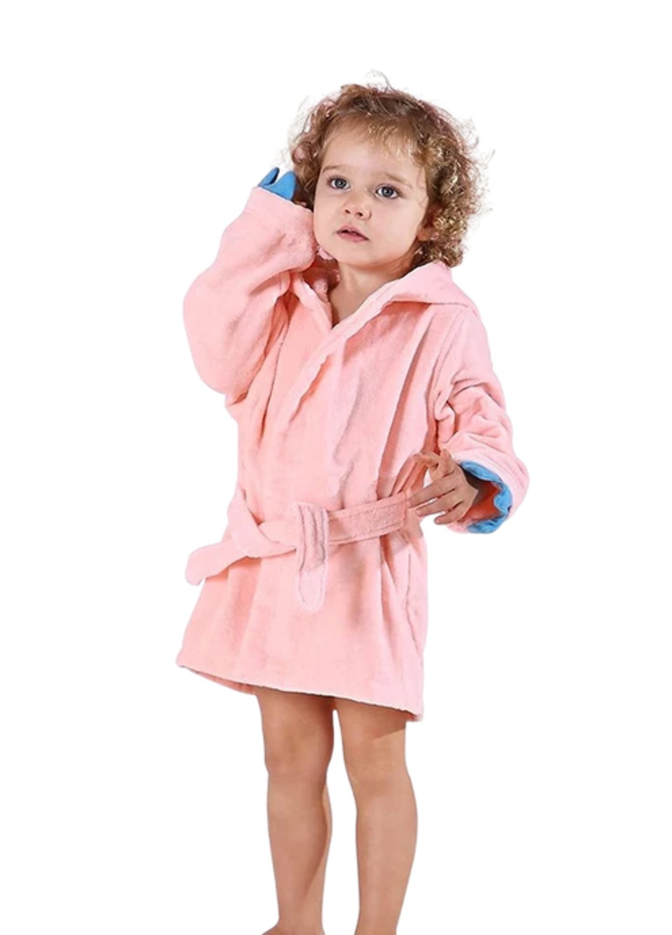 Peignoir Dinosaure Enfant | Peignoir d'Or Dinosaur Rose Clair / 1 - 3 ans (≈ 80 - 100 cm)