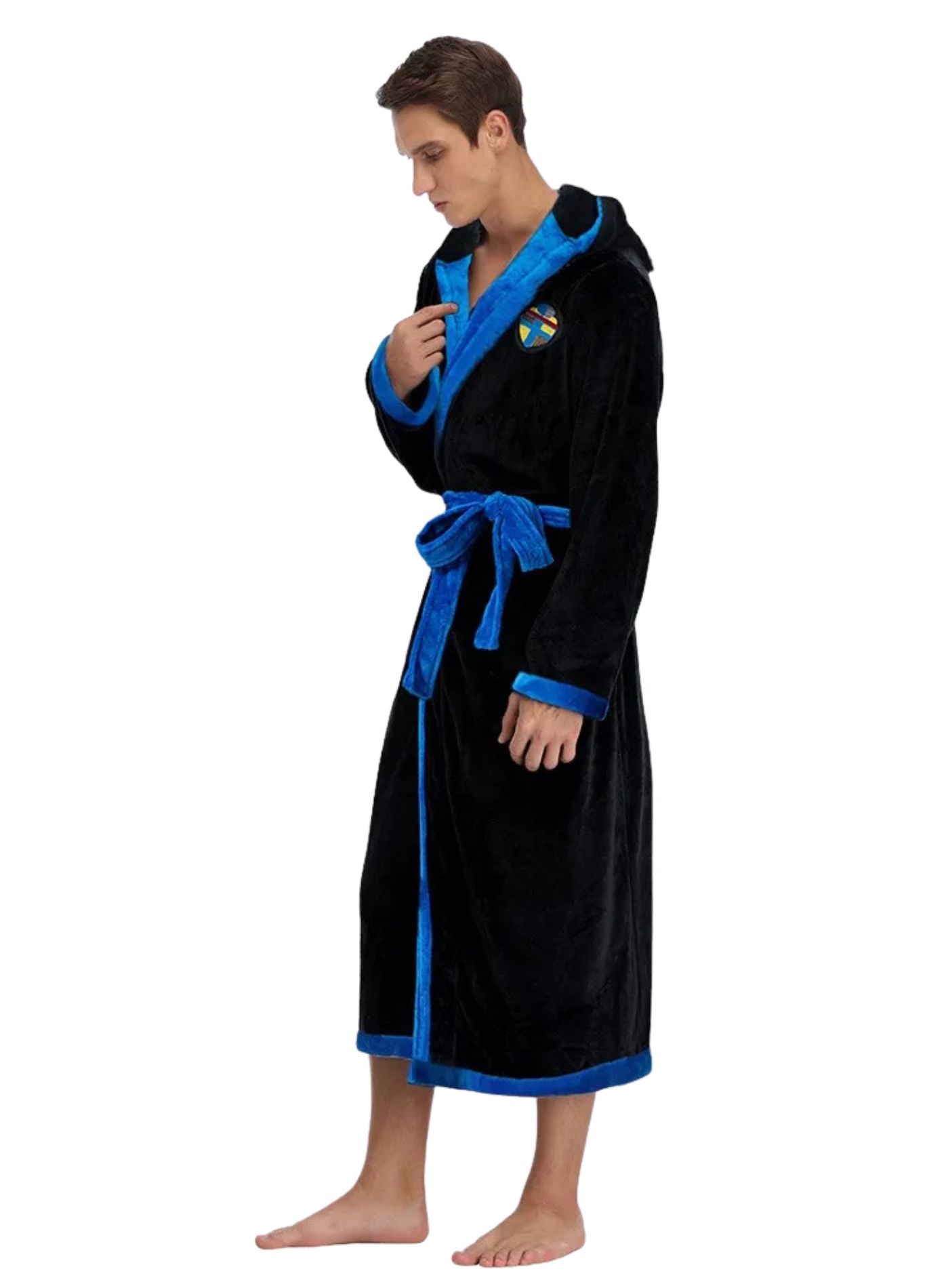 Peignoir Douche | Peignoir d'Or Noir et Bleu Électrique / S