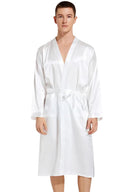 Peignoir en Satin Homme | Peignoir d'Or Blanc / S