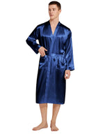 Peignoir en Satin Homme | Peignoir d'Or Bleu Marine / S