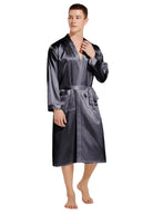 Peignoir en Satin Homme | Peignoir d'Or Gris Foncé / S