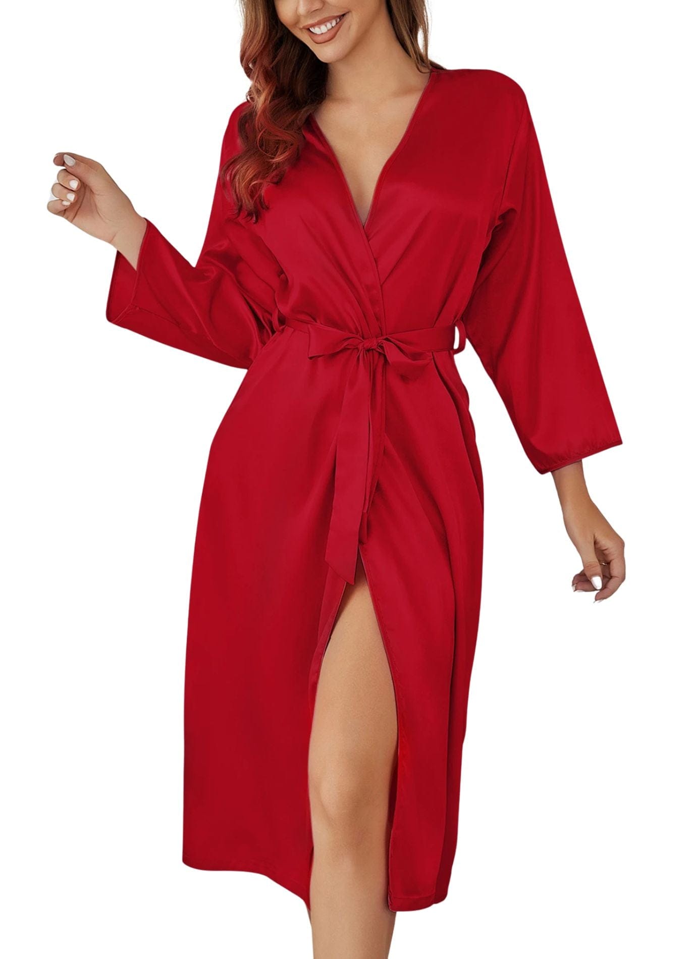Peignoir en Satin pour Femme | Peignoir d'Or Rouge / S