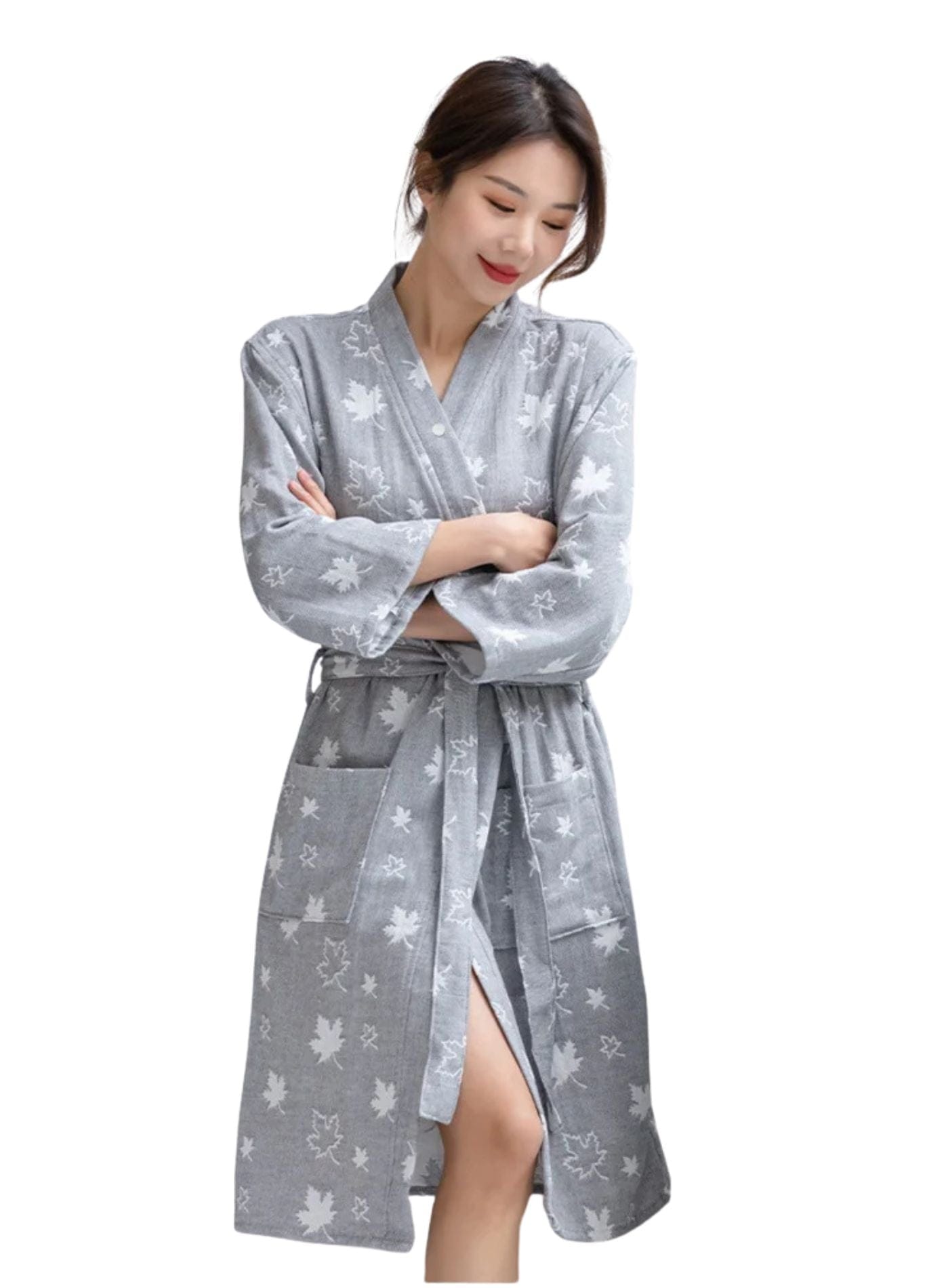 Peignoir Femme Coton Léger | Peignoir d'Or Gris / M