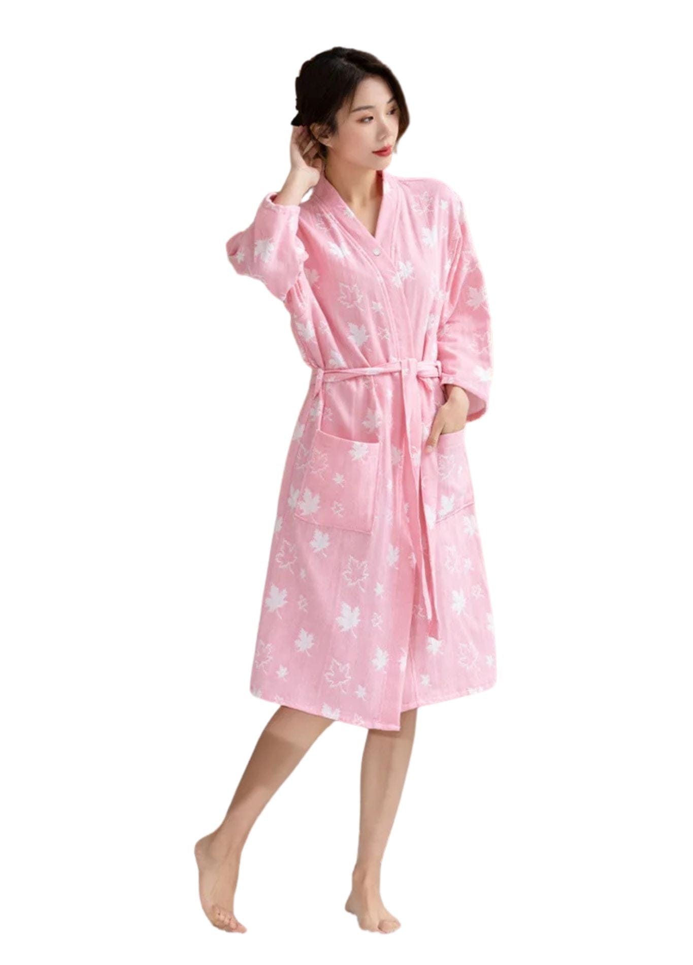 Peignoir Femme Coton Léger | Peignoir d'Or Rose / M