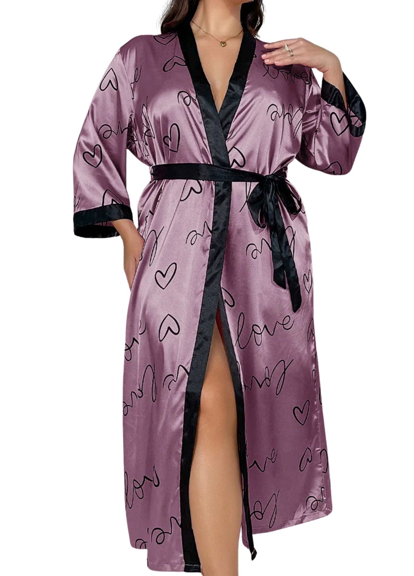 Peignoir Femme Grande Taille | Peignoir d'Or Amour Violet / XL