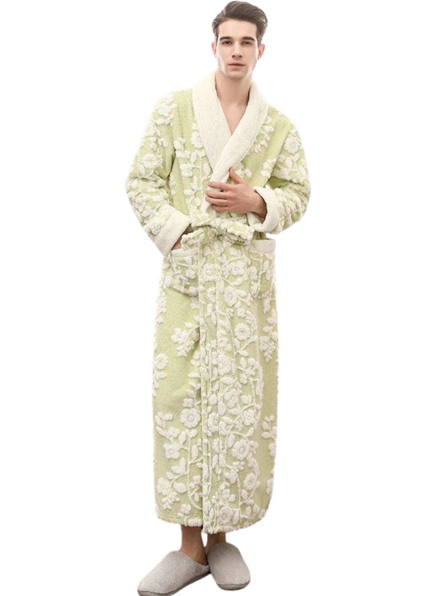 Peignoir Homme Brodé | Peignoir d'Or Vert Clair / M