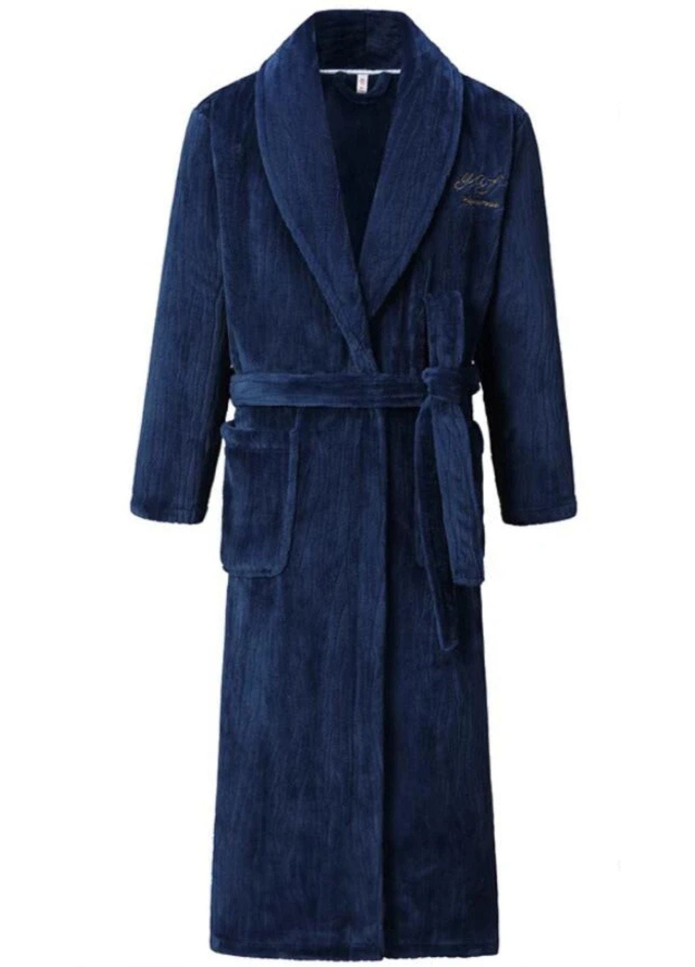 Peignoir Homme Polaire Long | Peignoir d'Or Bleu Nuit / L
