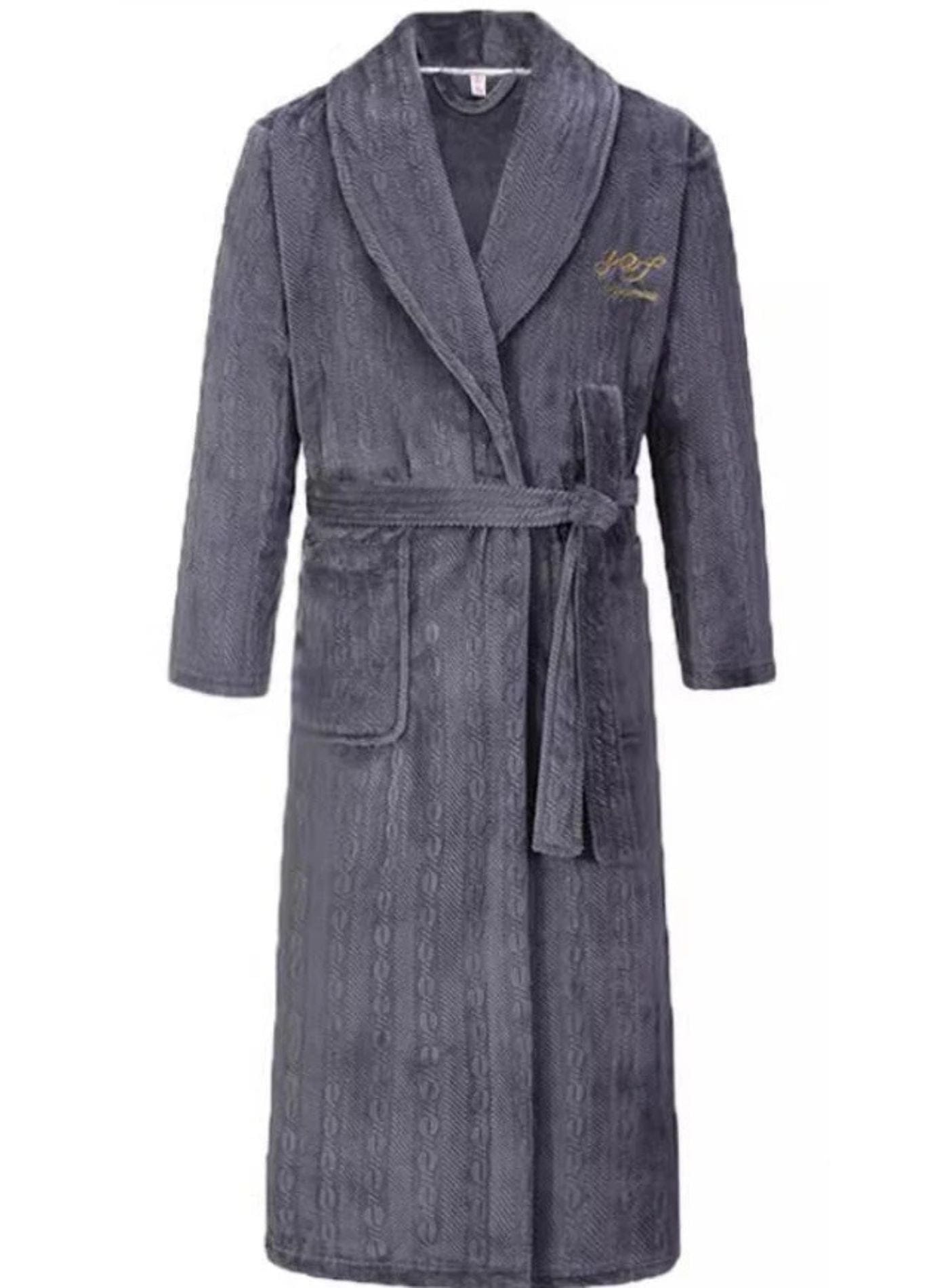 Peignoir Homme Polaire Long | Peignoir d'Or Gris Clair / L