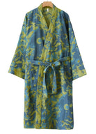 Peignoir Kimono Femme | Peignoir d'Or Jardin Bleu / M